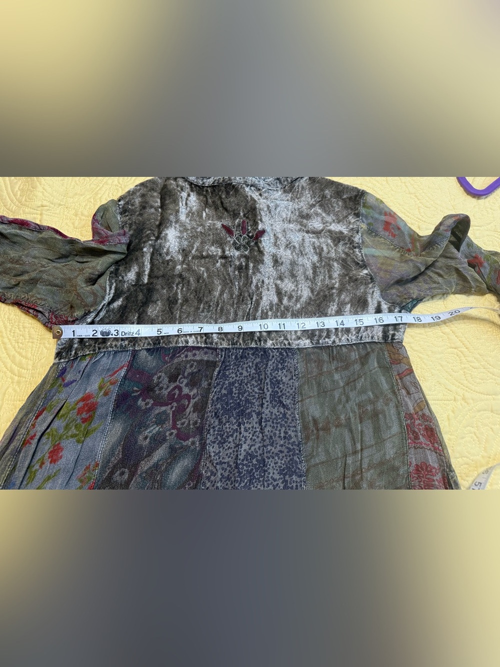 H064 NWT Young Threads S Ptp 18 Multicolor Patchwork Mini Dress with Lace-Up - Picture 9 of 14